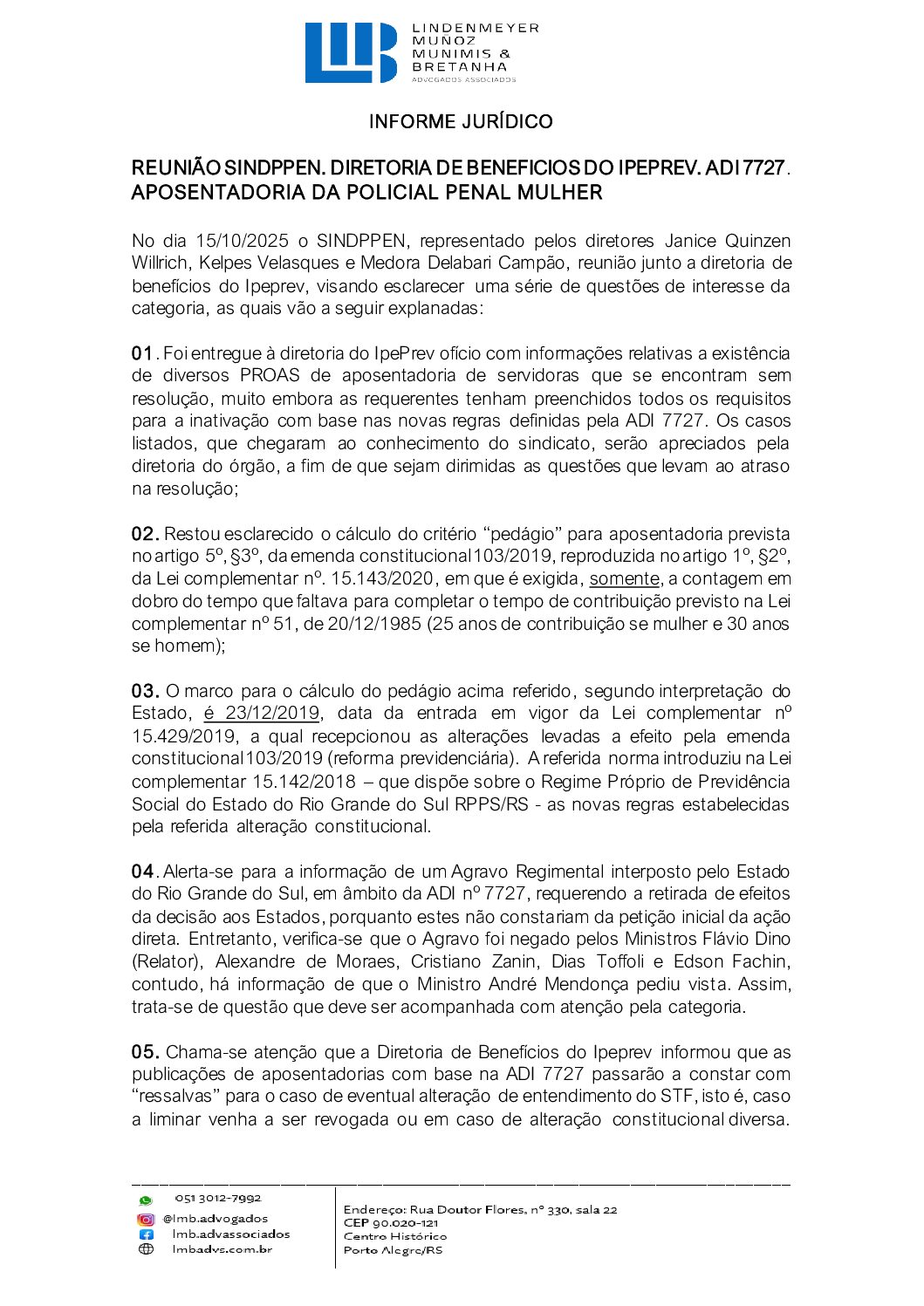 Informe jurídico. Sindppen